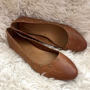 Kork Ease studded brown leather ballet flats